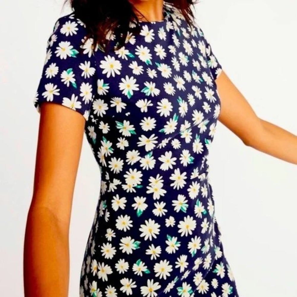 Old Navy Womens Daisy Floral Fit & Flare Mini Dress Navy Blue Short Sleeve XL